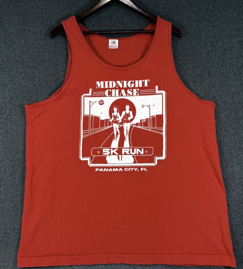 Vintage Fruit of the Loom Midnight Chase 5K Run Tank Top Men’s XL Panama City FL